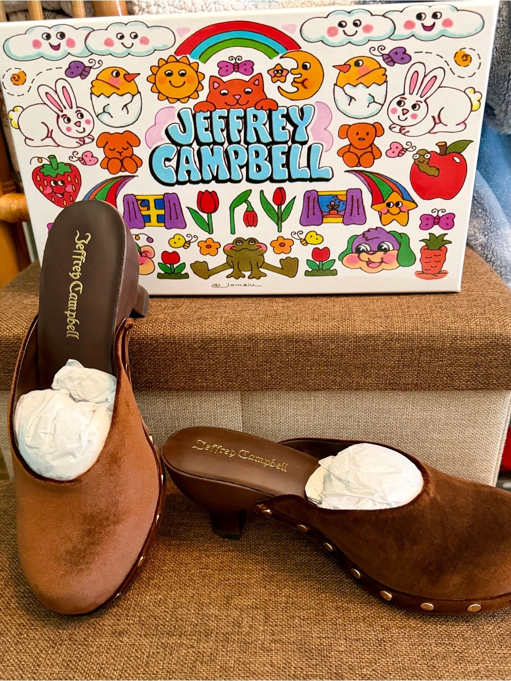 SOLD!!!! Jeffrey Campbell Brown Suede Studded Slip-On Mules - Picture 9 of 13